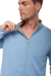 Cashmere & Yak men chunky sweater vincent silver azur blue chine xs